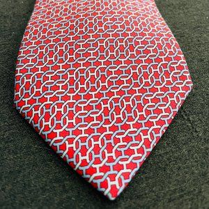 HERMES SILK TIE - RED H PATTERN